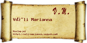 Váli Marianna névjegykártya